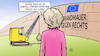 Cartoon: V.d.L. und Brandmauer (small) by Harm Bengen tagged brandmauer,vdl,leyen,europa,rechts,melonis,abrissbirne,europawahl,harm,bengen,cartoon,karikatur