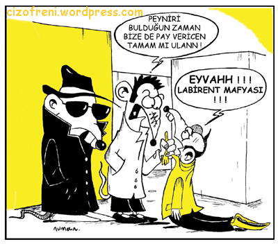 Cartoon: Maze Mafia (medium) by cizofreni tagged rat,mouse,fare,peynir,mafya,labirent,mafia,maze
