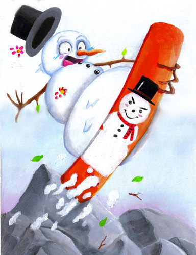Cartoon: Coolboarder (medium) by esplesst tagged snowman,christmas,holidays,winter