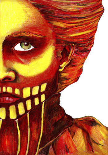 Cartoon: Skull face (medium) by MontseCastellano tagged portrait,tatoo