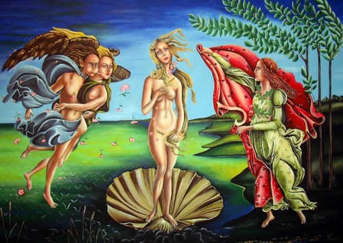 Cartoon: rebirth of Venus (medium) by Sanni tagged frühling