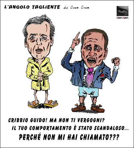 Cartoon: Berlusca VS Bertolaso (medium) by csamcram tagged berlusconi,bertolaso,karikaturen,caricatures,caricature,escort