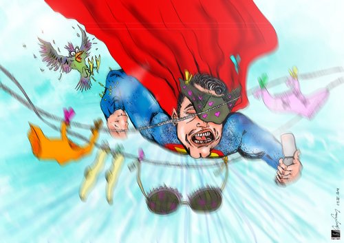 Cartoon: SelfIStupid - Man Of Steel (medium) by csamcram tagged selfistupid,man,of,steel,superman,superheroe,csam,cram,supereroe,selife