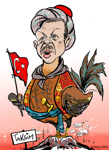 Cartoon: Der osmanische Gockel (medium) by pianoman68 tagged erdogan,türkei,demonstranten,despot,antidemokratisch
