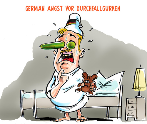 Cartoon: Durchfallgurken (medium) by pianoman68 tagged german,angst,panikmache,hysterie,salatgurken,ehec