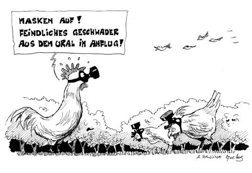 Cartoon: Fliegeralarm (medium) by pianoman68 tagged vogelgrippe