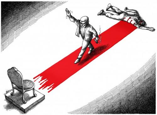 Cartoon: A cartoon by Mana Neyestani (medium) by iranian cartoonist tagged iran,election,green,movement,neda,agha,soltan,dictator,ahmadi,nejad