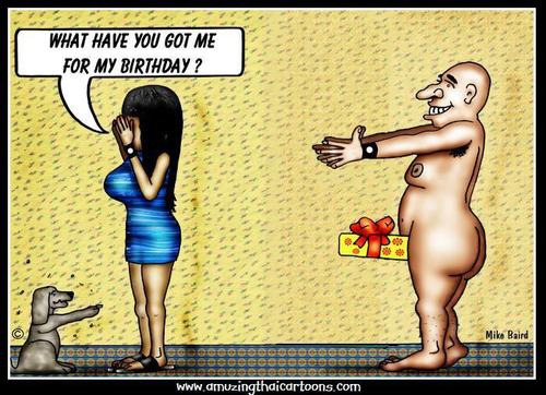 Cartoon: Birthday Surprise (medium) by Mike Baird tagged birthday,sexy,present,surprise