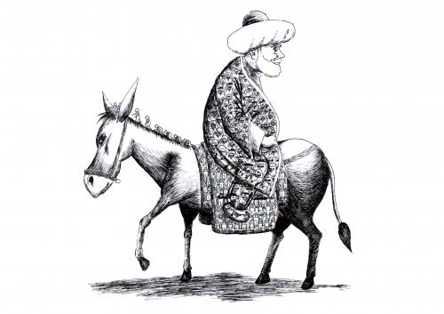 Cartoon: Nasreddin Hoca and his Donkey (medium) by MelgiN tagged nasreddin,hoca,hodja,cartoon