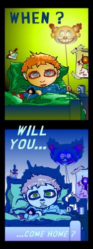 Cartoon: when will you come home (medium) by nootoon tagged home,sleepless,nootoon,night,nacht,nach,hause