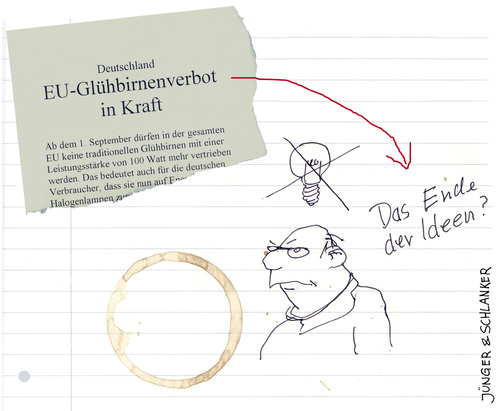 Cartoon: Glühbirnenverbot (medium) by Jünger  Schlanker tagged glühbirne,energiesparlampe,idee,erleuchtung