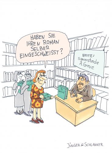 Cartoon: Signierstunde (medium) by Jünger  Schlanker tagged buch,bücher,book,books,signieren,sign,signierstunde,eingeschweißt