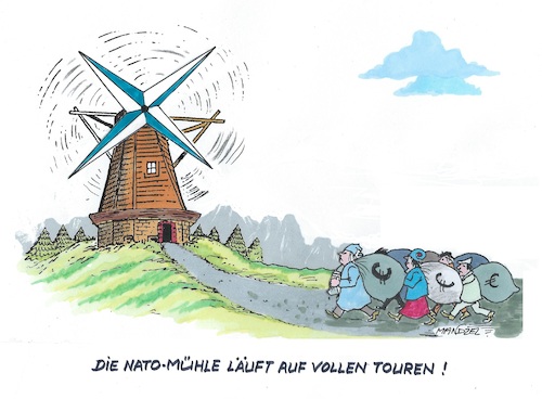 Cartoon: ... (medium) by mandzel tagged nato,usa,europa,geldbedarf,verteidigung,nato,usa,europa,geldbedarf,verteidigung