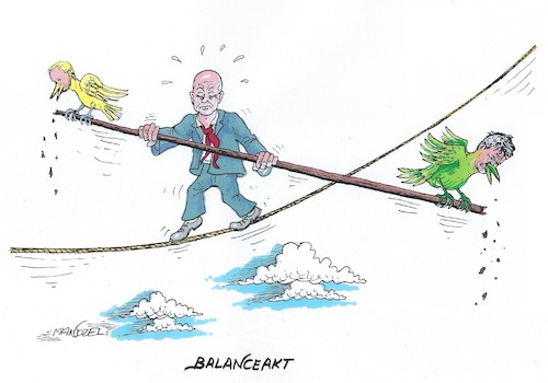 Cartoon: Absturzgefahr (medium) by mandzel tagged deutschland,politik,scholz,haushalt,ampel,feinarbeit,absturzgefahr,finanzlöcher,habeck,lindner,wirtschaft,balanceakt,deutschland,politik,scholz,haushalt,ampel,feinarbeit,absturzgefahr,finanzlöcher,habeck,lindner,wirtschaft,balanceakt