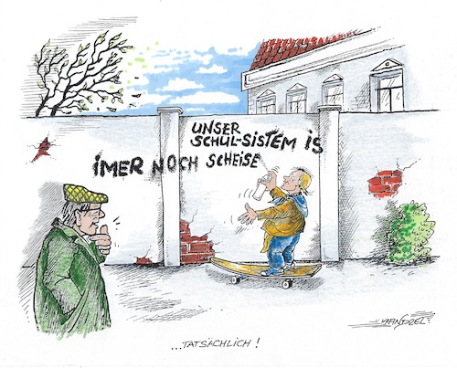 Cartoon: Bildungseinbruch (medium) by mandzel tagged schüler,schulsystem,bildung,schüler,schulsystem,bildung