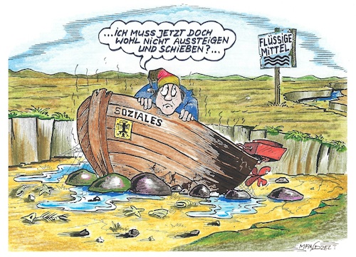 Cartoon: Da gerät etwas ins Stocken... (medium) by mandzel tagged deutschland,finanzen,soziales,politik,deutschland,finanzen,soziales,politik