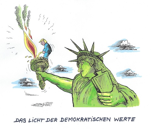 Cartoon: Das Licht der Freiheit (medium) by mandzel tagged usa,trump,freiheit,demokratie,wechsel,usa,trump,freiheit,demokratie,wechsel