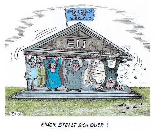 Cartoon: Die EU wird brüchig (medium) by mandzel tagged ukrainekrieg,sanktionen,orban,eu,selenskyj,russland,querschießer,ukrainekrieg,sanktionen,orban,eu,selenskyj,russland,querschießer