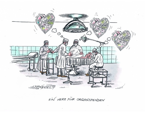 Cartoon: Ein Herz für Organspenden (medium) by mandzel tagged herzen,aus,geld,transplantationen,organspenden,zwielichtige,organvergabe,herzen,transplantationen,organspenden,zwielichtige,organvergabe