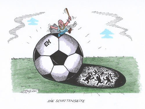 Cartoon: EM-Krawalle (medium) by mandzel tagged em,fußball,krawalle,frankreich,hooligans,em,fußball,krawalle,frankreich,hooligans