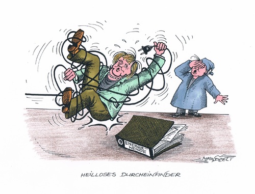 Cartoon: Energie-Wende (medium) by mandzel tagged energiewende,merkel,heilloses,durcheinander,energiewende,merkel,energie