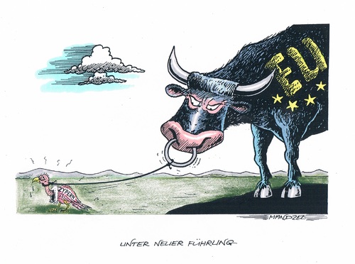 Cartoon: EU unter Zyperns Führung (medium) by mandzel tagged zypern,geier,nasenring,eu,stier,zypern