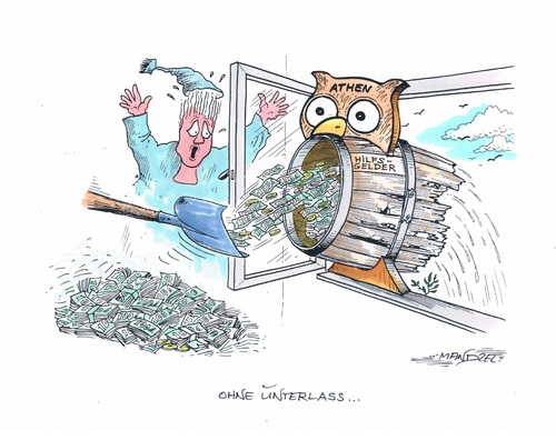 Cartoon: Euros für Griechenland (medium) by mandzel tagged griechenland,euros,fass,ohne,boden,geld,schaufeln,griechenland,euros,fass,ohne,boden,geld,schaufeln