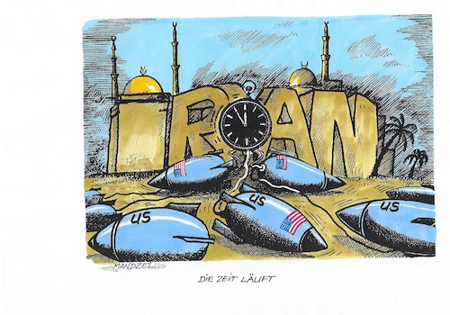 Cartoon: Explosionsgefahr am Golf (medium) by mandzel tagged iran,trump,atombombenbau,sanktionen,ruhani,usa,iran,trump,atombombenbau,sanktionen,ruhani,usa