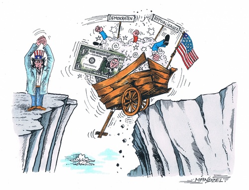 Cartoon: Finanzkrise in USA (medium) by mandzel tagged usa,finanzkiste,uncle,sam,abgrund,usa,finanzkiste,uncle,sam,abgrund