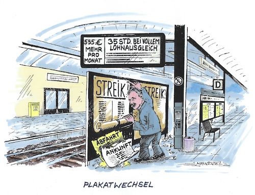 Cartoon: Fordern statt befördern (medium) by mandzel tagged weselsky,deutschland,zugverkehr,streik,lohnforderungen,plakatwechsel,weselsky,deutschland,zugverkehr,streik,lohnforderungen,plakatwechsel