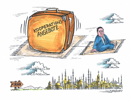 Cartoon: Gabriels Reise in den Iran (medium) by mandzel tagged iran,gabriel,geschäfte,koopertaitonsangebote,iran,gabriel,geschäfte,koopertaitonsangebote