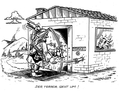 Cartoon: IS-Terror (medium) by mandzel tagged is,terror,türkei,mordanschläge,attentate,is,terror,türkei,mordanschläge,attentate