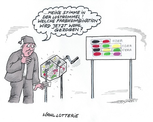 Cartoon: Lassen wir uns mal überraschen.. (medium) by mandzel tagged farbkombinationen,wahlen,deutschland,bundestag,regierungsbildung,farbkombinationen,wahlen,deutschland,bundestag,regierungsbildung