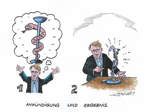 Cartoon: Lauterbachs Neugestaltung (medium) by mandzel tagged lauterbach,reformen,krankenhäuser,kritik,lauterbach,reformen,krankenhäuser,kritik