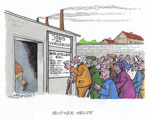 Cartoon: Lebensfreude der Rentner (medium) by mandzel tagged rentner,pensionäre,arbeit,deutschland,lebensfreude,rentner,pensionäre,arbeit,deutschland,lebensfreude