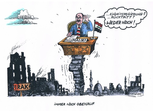 Cartoon: Maliki bleibt uneinsichtig (medium) by mandzel tagged maliki,irak,regierungsbildung,maliki,irak,regierungsbildung