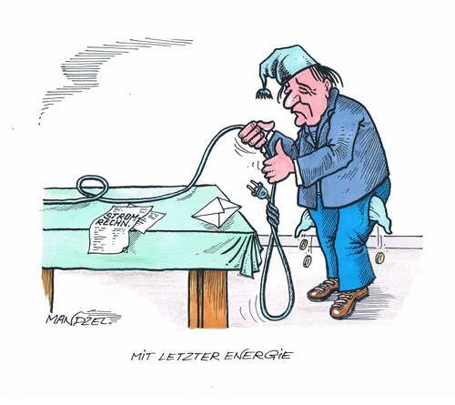 Cartoon: Mit letzter Energie (medium) by mandzel tagged michel,schlinge,abschiedsbrief,stromkosten,stromkosten,abschiedsbrief,schlinge,michel