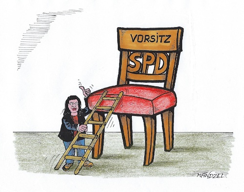 Cartoon: Nahles nimmt Maß (medium) by mandzel tagged nahles,spd,parteitag,vorsitz,erneuerung,nahles,spd,parteitag,vorsitz,erneuerung