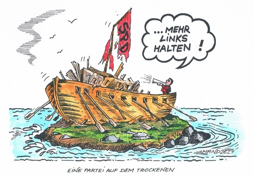 Cartoon: Neue Linksausrichtung der SPD (medium) by mandzel tagged spd,linkskurs,gabriel,insel,seenot,spd,linkskurs,gabriel,insel,seenot
