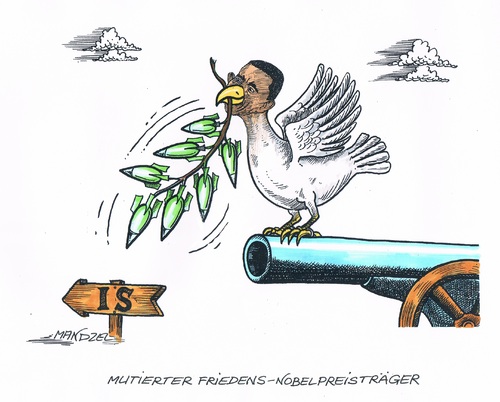 Cartoon: Obama wandlungsfähig (medium) by mandzel tagged is,obama,luftschläge,is,obama,luftschläge