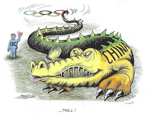 Cartoon: Olympische Winterspiele (medium) by mandzel tagged winterolympiade,china,ioc,menschenrechte,winterolympiade,china,ioc,menschenrechte