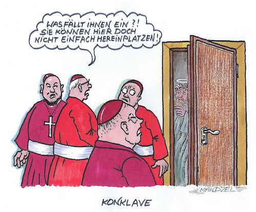 Cartoon: Papstwahl (medium) by mandzel tagged kirche,papst,katholizismus,kardinäle,jesus,kirche,papst,katholizismus,kardinäle,jesus