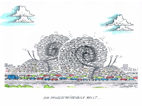 Cartoon: Pfingstverkehr (medium) by mandzel tagged autostaus,pfingsten,kurzurlaub,schnecken,autostaus,pfingsten,kurzurlaub,schnecken