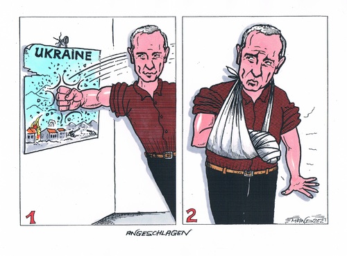 Cartoon: Putin geschwächt (medium) by mandzel tagged ukraine,putin,schwächung,ukraine,putin,schwächung