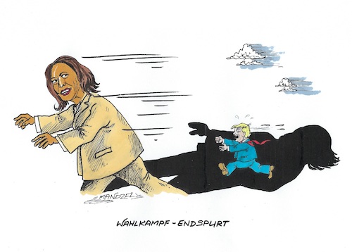 Cartoon: Rennen ums Weiße Haus (medium) by mandzel tagged usa,wahlkampf,harris,trump,endspurt,presidentschaft,usa,wahlkampf,harris,trump,endspurt,presidentschaft
