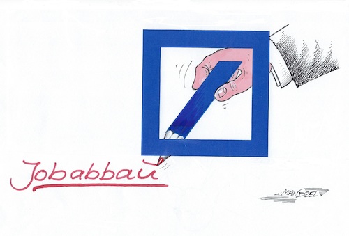 Cartoon: Rotstift bei der Deutschen Bank (medium) by mandzel tagged deutsche,bank,jobabbau,rotstift,neuausrichtung,sparpläne,deutsche,bank,jobabbau,rotstift,neuausrichtung,sparpläne