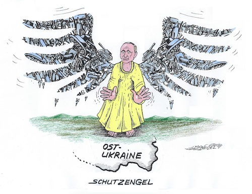 Cartoon: Schutzengel (medium) by mandzel tagged russland,putin,nato,osterweiterung,ukraine,angst,krieg,europa,russland,putin,nato,osterweiterung,ukraine,angst,krieg,europa