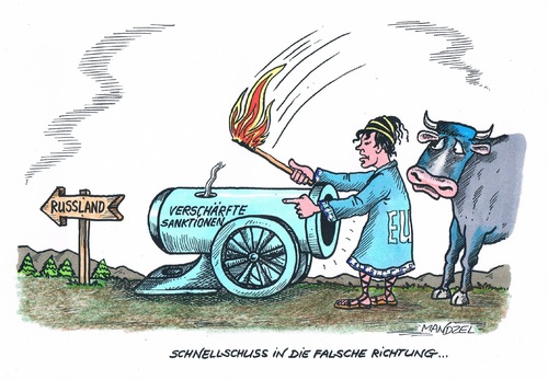 Cartoon: Sebstzerstörerische Strafen (medium) by mandzel tagged sanktionen,ukrainekrieg,russland,eu,sanktionen,ukrainekrieg,russland,eu