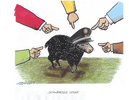 Cartoon: Sündenbock Polizei (medium) by mandzel tagged polizei,rechtsradikalismus,nrw,polizei,rechtsradikalismus,nrw