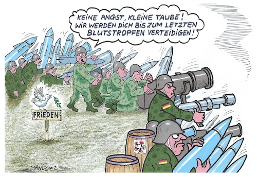 Cartoon: Todsicher für den Frieden... (medium) by mandzel tagged deutschland,aufrüstung,kriegsangst,zerstörung,frieden,provokationen,deutschland,aufrüstung,kriegsangst,zerstörung,frieden,provokationen